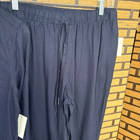 Needle & Cloth‎ Navy Linen Blend Button Down Shirt And Jogger Set Size XS - Picture 5 of 8